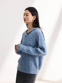 Cable Knit Pullover | Blue