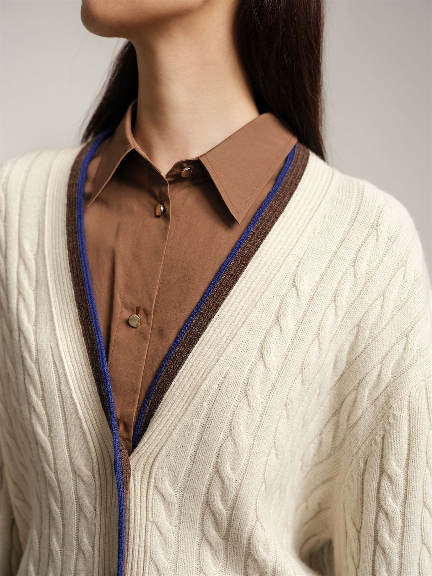 Yak Wool Ethnic Jacquard Cable Knit Cardigan | Beige
