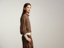 Half-High Neck Knitted Batwing Sweater | Camel