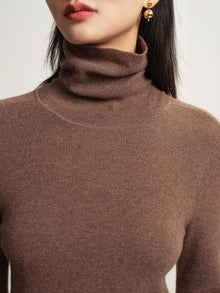 Turtleneck Knit Top | Heather Brown