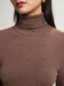 Turtleneck Knit Top | Heather Brown