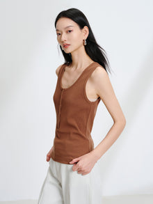 Sleeveless Tank Top | Brown