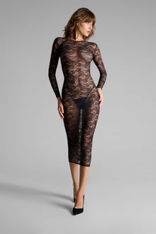 Long sleeve midi dress - Flashback | Black