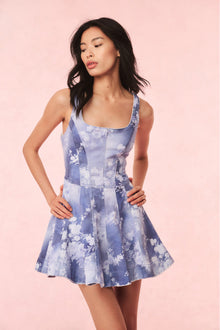 Piero Floral Denim Mini Dress | Bluebell Cloud