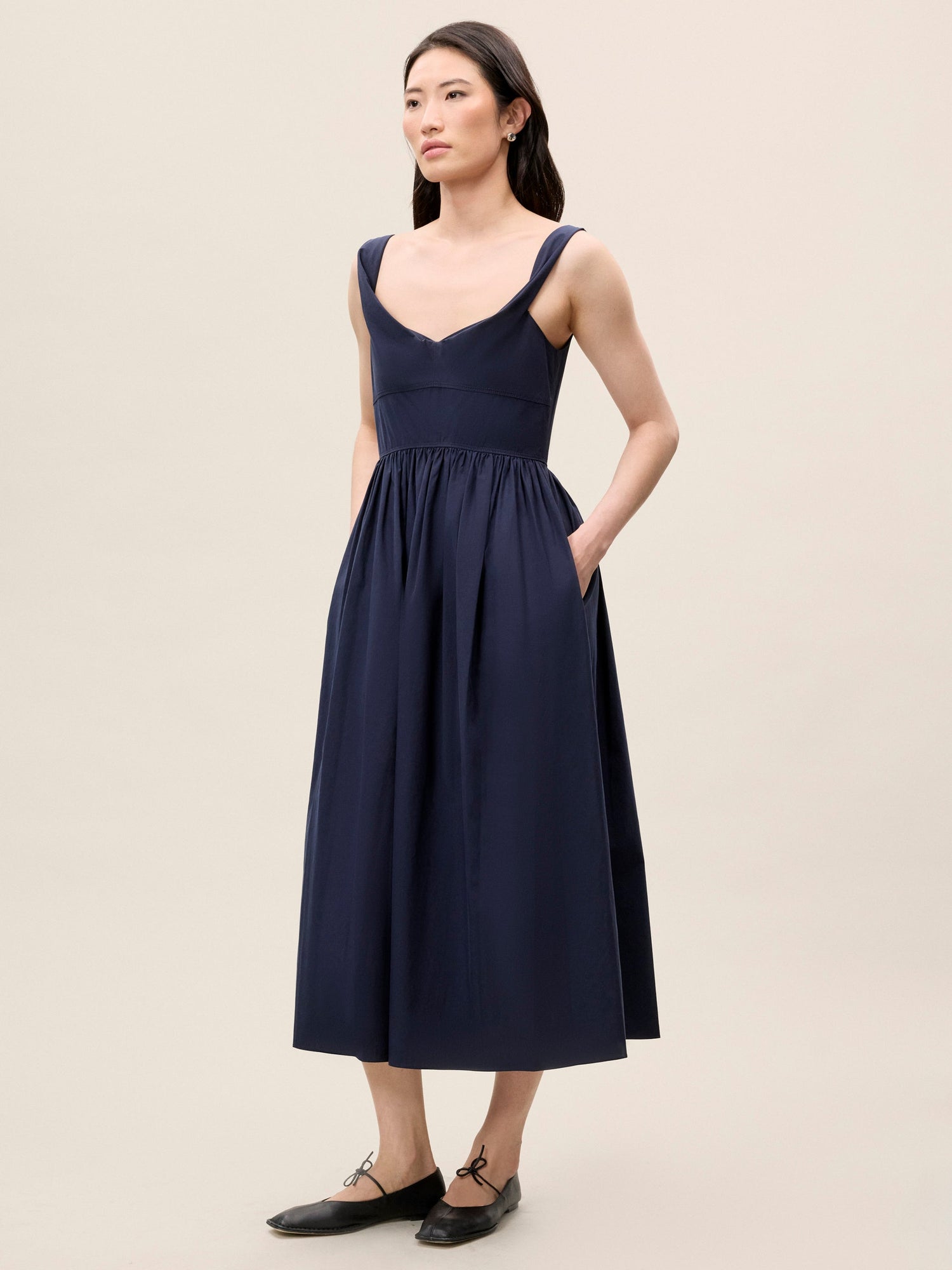 Sleeveless Midi Dress | Navy