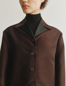 Womens | The Theatre Jacket in Cotton Sateen | Espresso