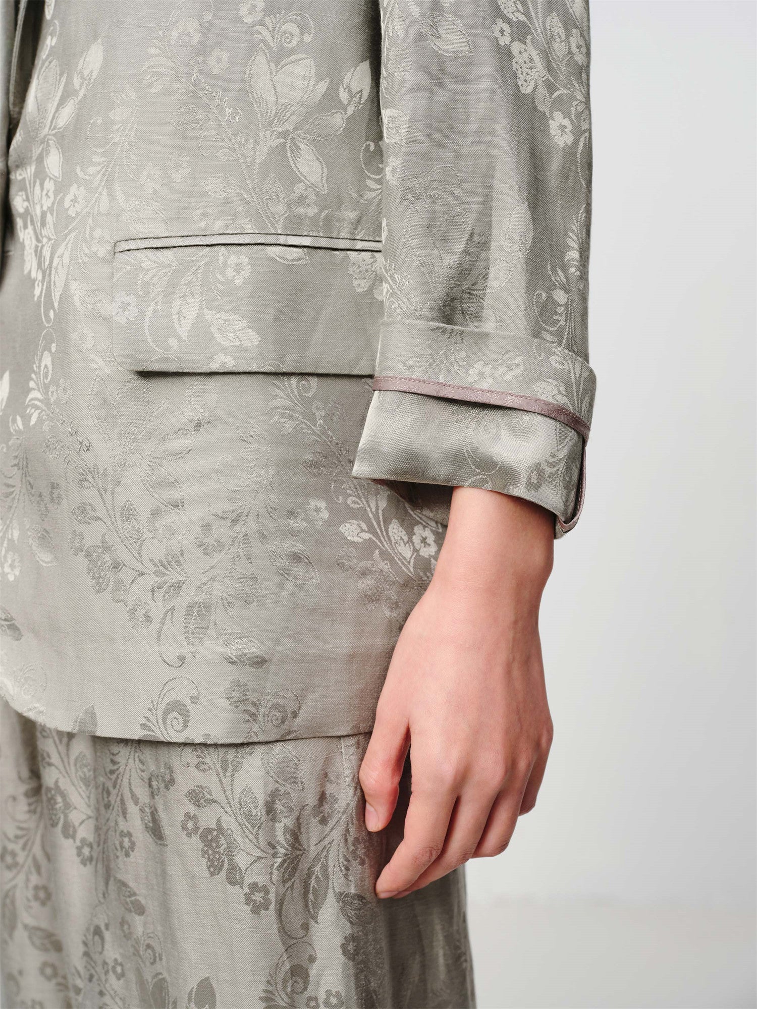 Linen Jacquard Jacket | Grey