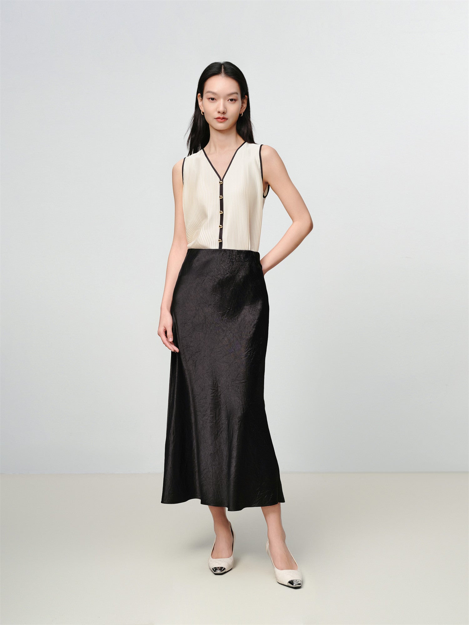 Pleated Vest | Beige