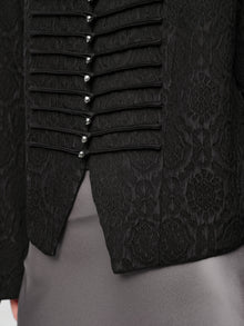 Mulberry Silk Wool Jacquard Frog Button Jacket | Black