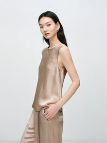 Acetate Crew Neck Inner Vest | Khaki