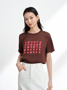 Silk Cooling Short-Sleeve Top | Brown