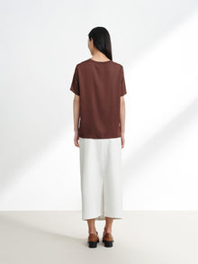 Silk Cooling Short-Sleeve Top | Brown