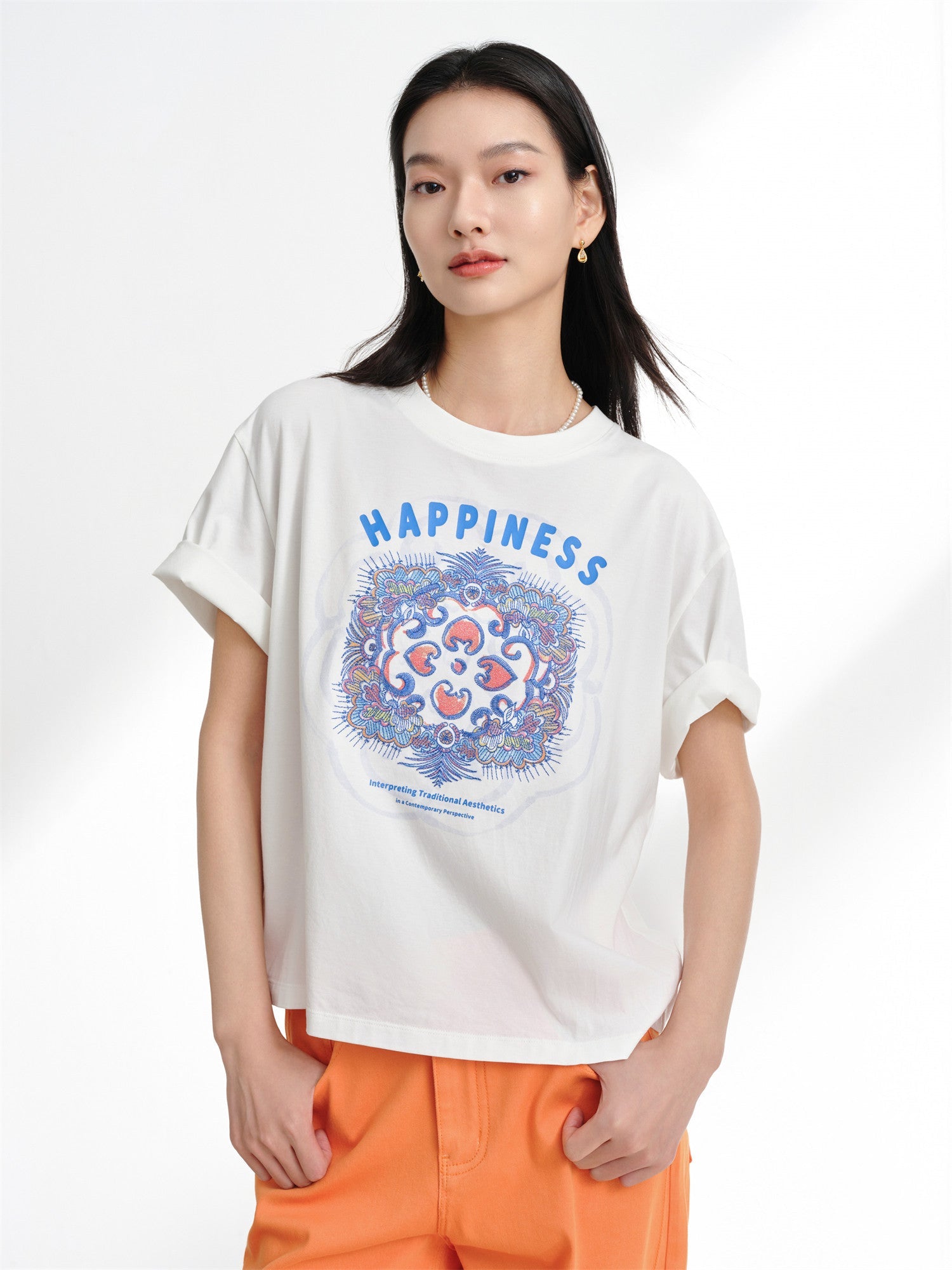 Cotton Embroidered T-Shirt | White