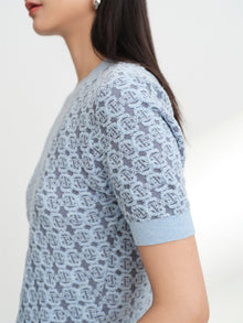 Geometric Textured Knit Sweater | Blue