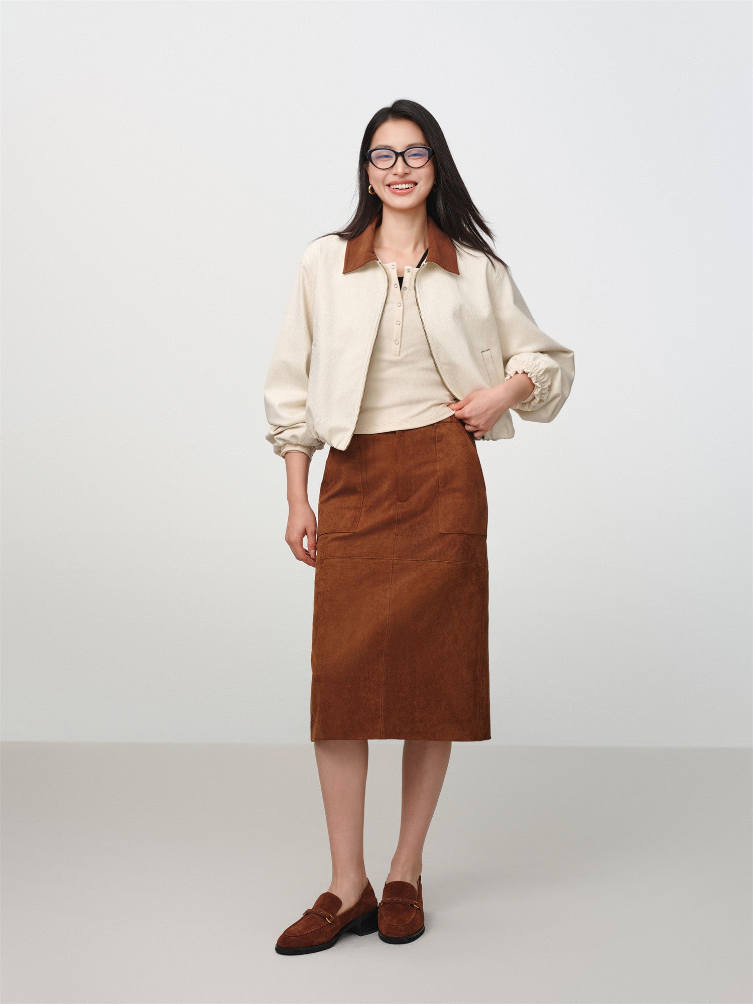 Slim-Fit Knit Base Layer Top | Beige/Black