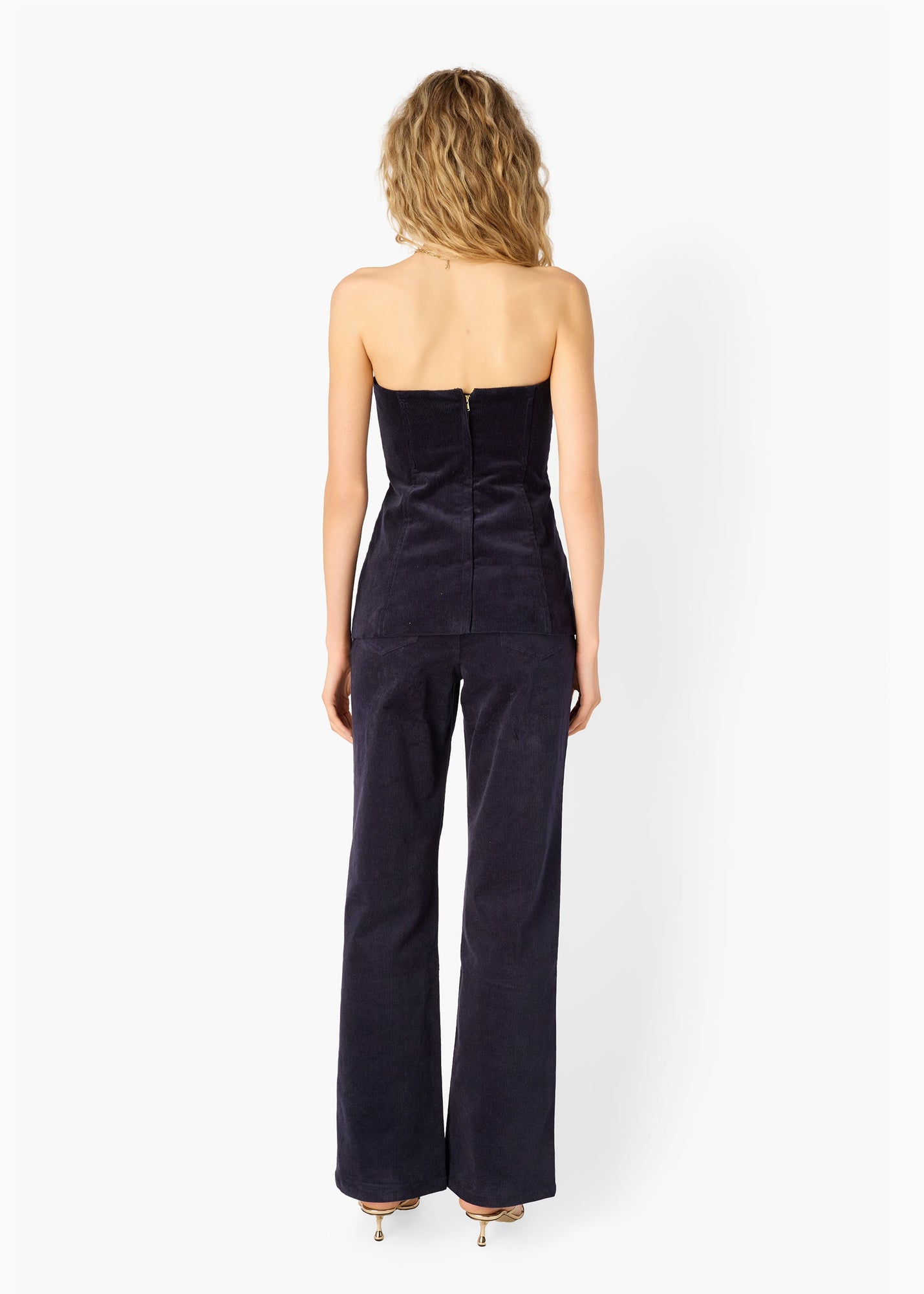Iman Corduroy Strapless Top | Navy