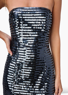 Circe Sequin Midi Strapless Dress | Coal