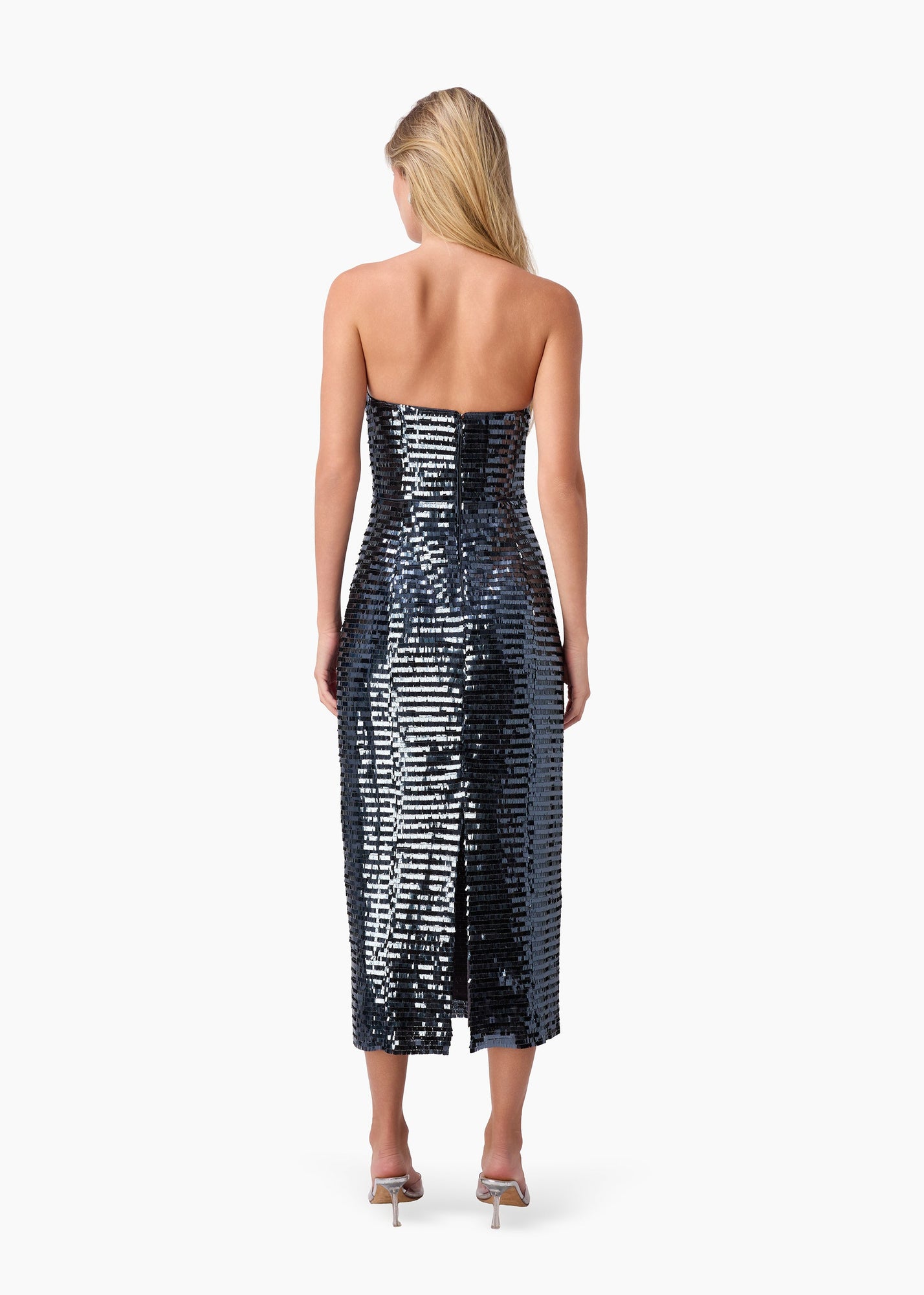 Circe Sequin Midi Strapless Dress | Coal