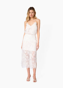 Aylin Sequin Lace Midi Skirt | White