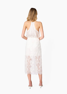 Aylin Sequin Lace Midi Skirt | White