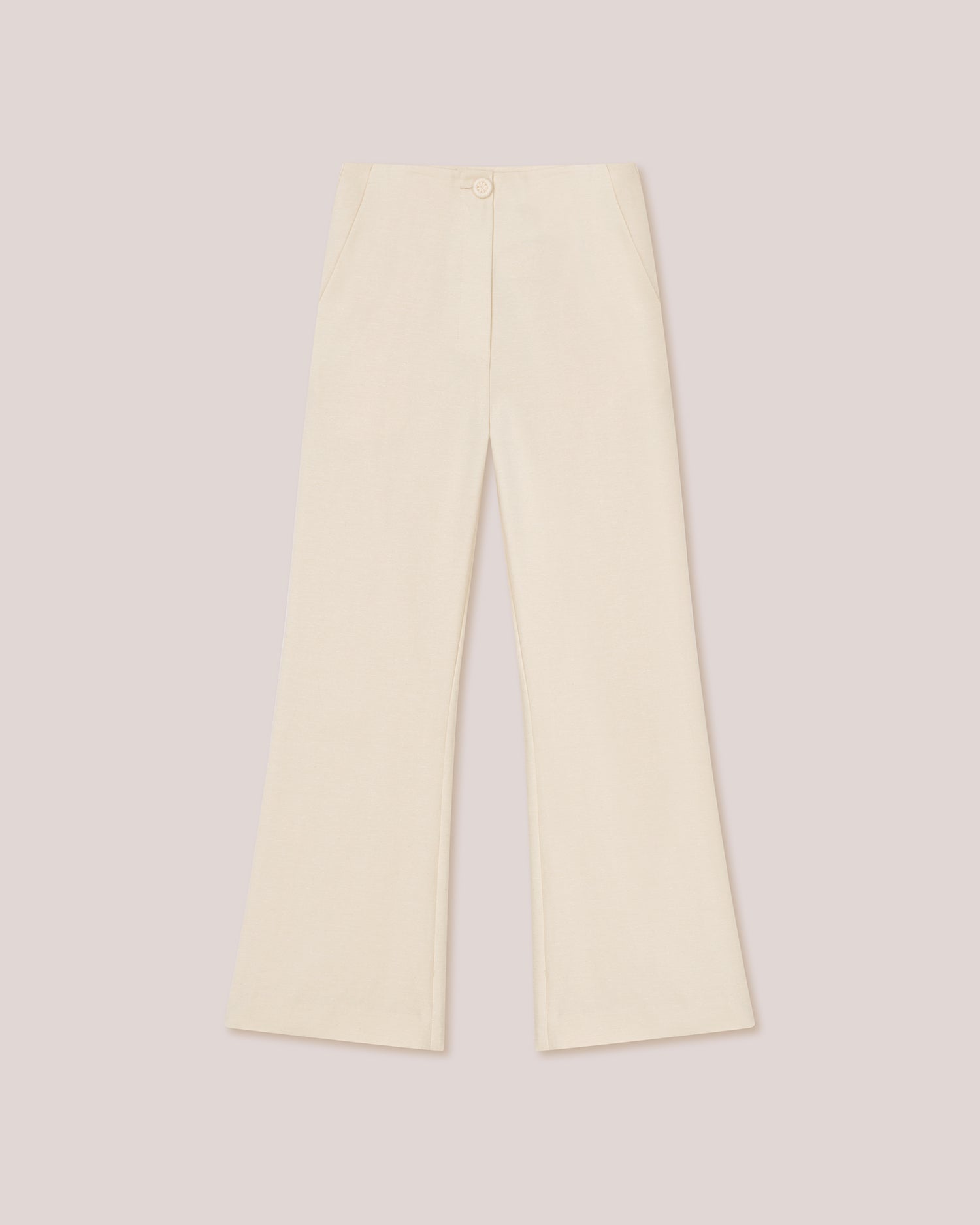 Beata Slim Leg Cropped Kick Flare Trouser | Creme