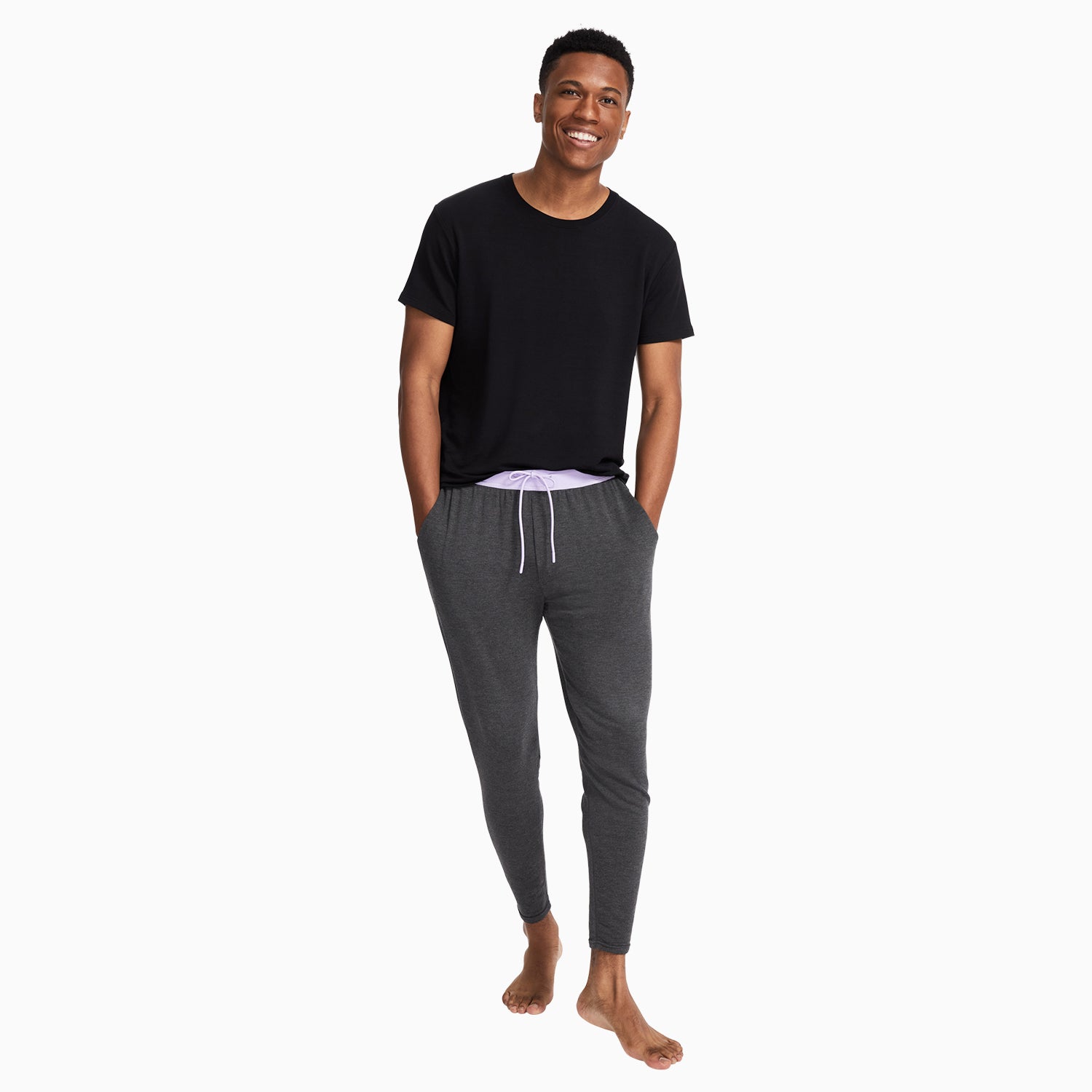 Breathable Modal French Terry Sweatpants | Gray/Lavender