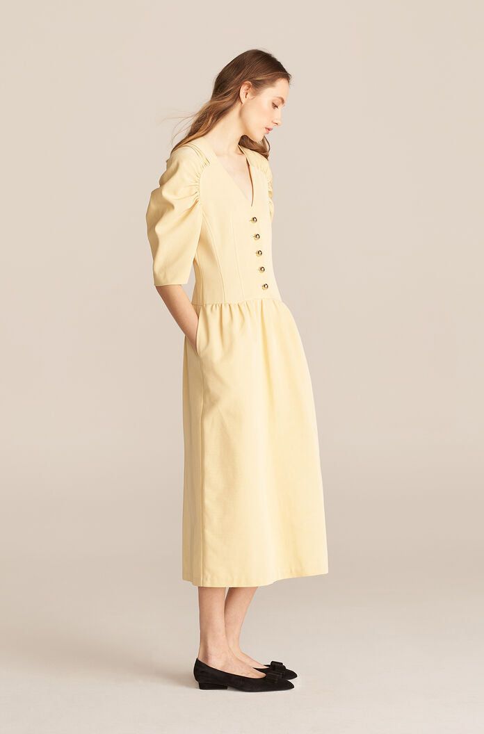 Long Sleeve Faille Dress | Buttercream