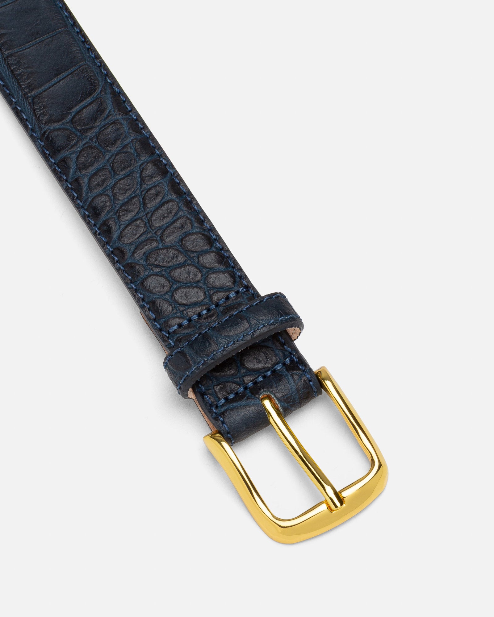 No. 4 Belt | Navy Croc/Gold