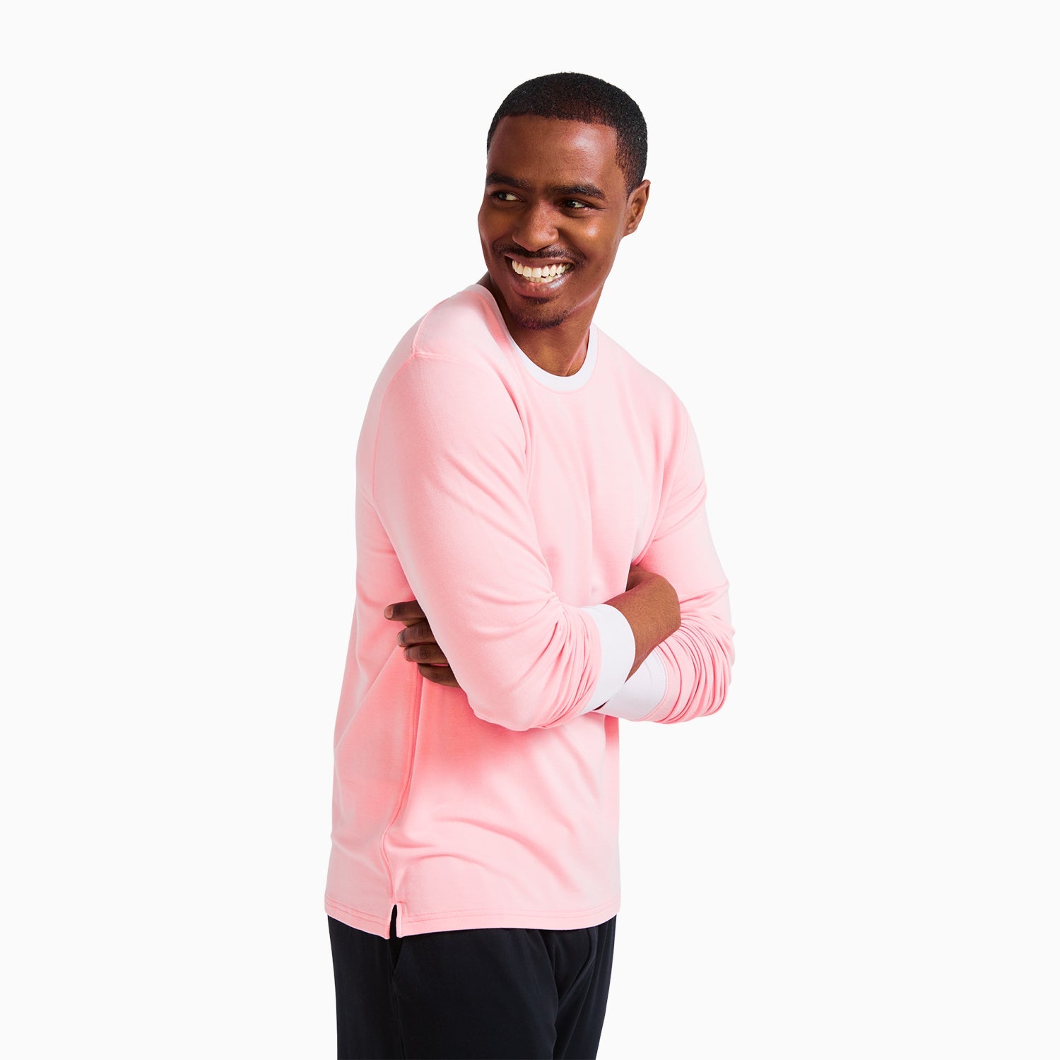 Modal French Terry Long-Sleeve Lounge Tee | Flamingo/Taffy