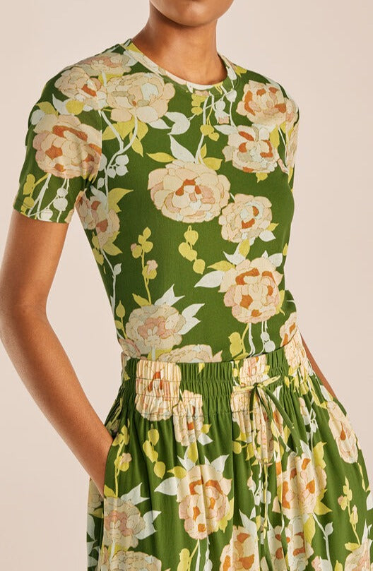 Wild Peony Mesh Tee | Wild Peony Green Combo