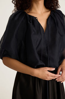 Silk Chiffon Bubble Top | Midnight