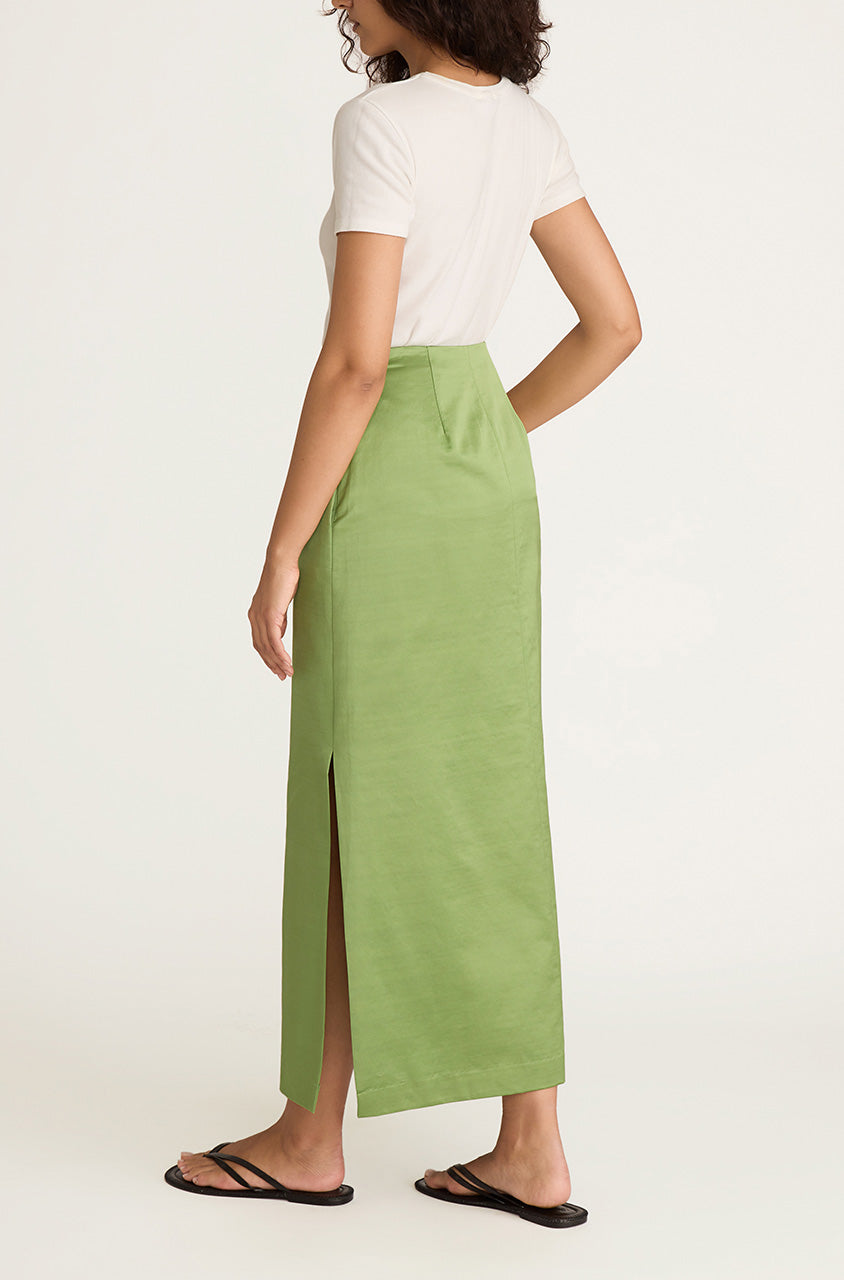 Slub Sateen Midi Skirt | Fern