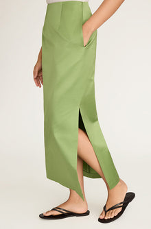 Slub Sateen Midi Skirt | Fern