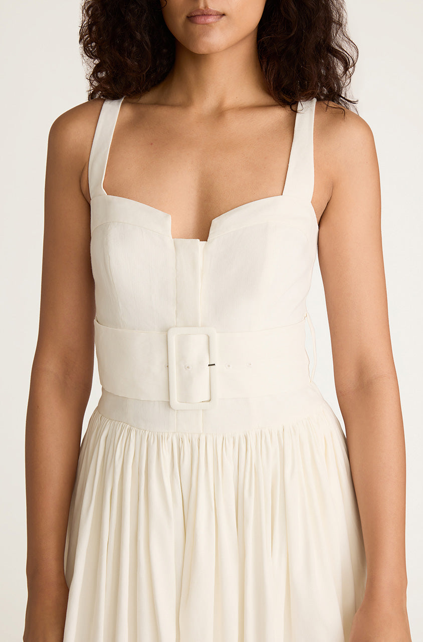 Ottoman Belted Bustier Shirt Dress | Off White