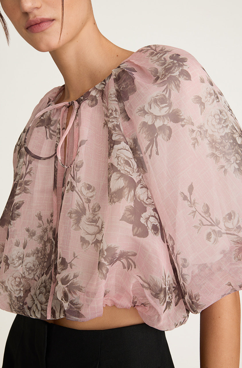 Emblem Fleur Bubble Print Top | Peony Combo