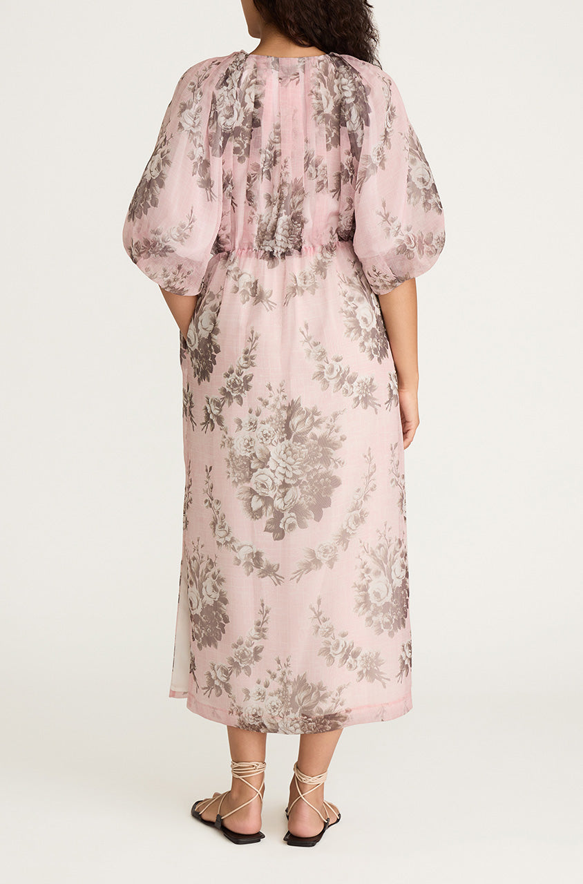 Emblem Fleur Bubble Pencil Slit Dress | Peony Combo