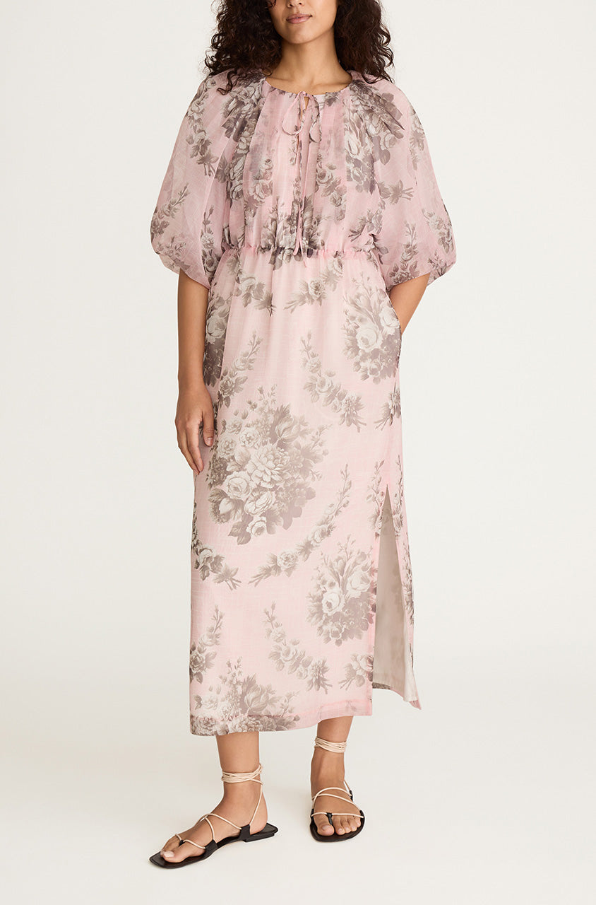 Emblem Fleur Bubble Pencil Slit Dress | Peony Combo