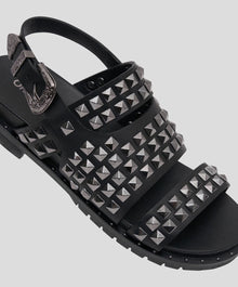 Studded Vivienne Slides | Black Metal