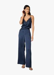 Kyley High Rise Hammered Silk Pant | Moody Blue