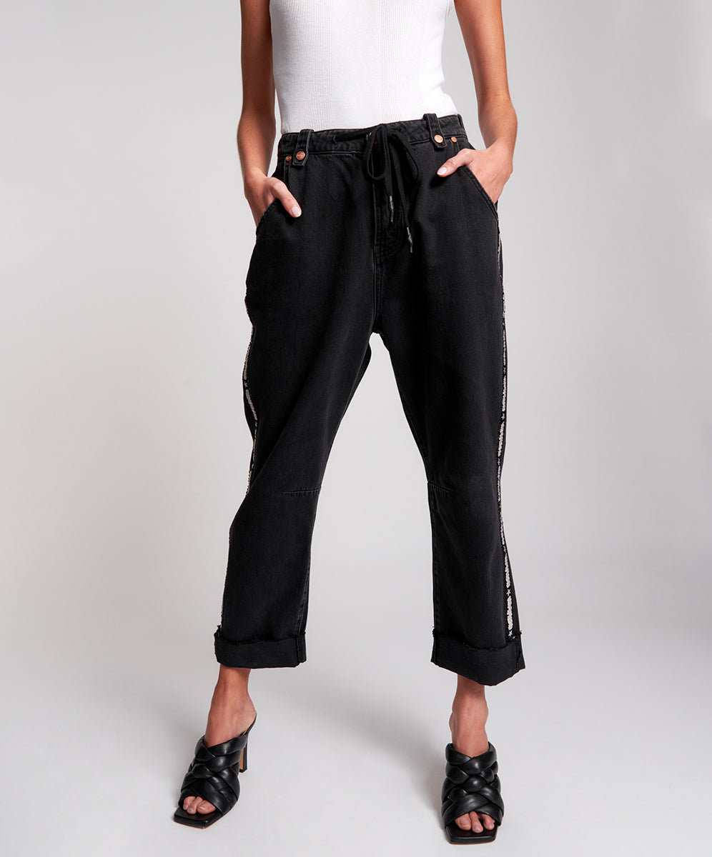 Safari High Waist Relaxed Tapered Denim Jeans | Worn Black