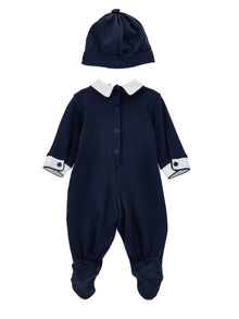 Boys | Elegant Playsuit With Bow Tie | Blue/Cream