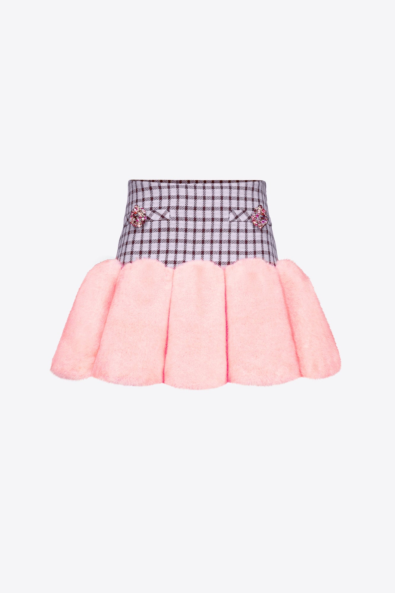 Faux Fur Godet Mini Skirt | Lilac Multi