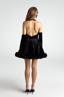 Juliet Velvet Halter Dress | Black