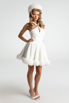 Juliet Velvet Halter Dress | White