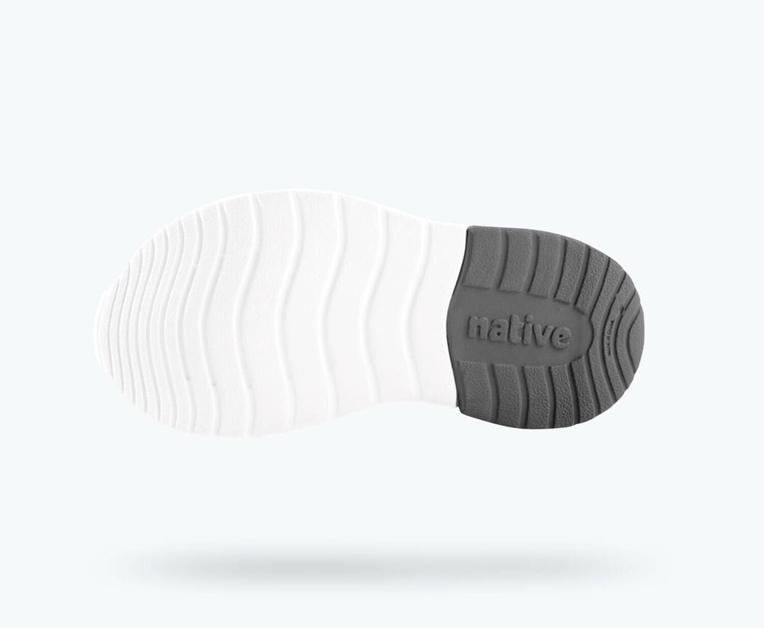 Bottom view of a Native Shoes Kids Phoenix Kids | Pigeon Grey/ Dublin Grey/ Shell White Footwear