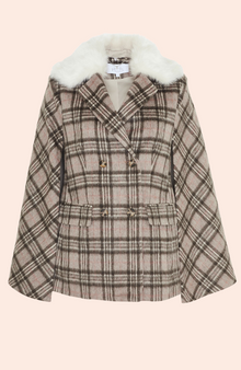 Plaid Mohair Cape | Taupe