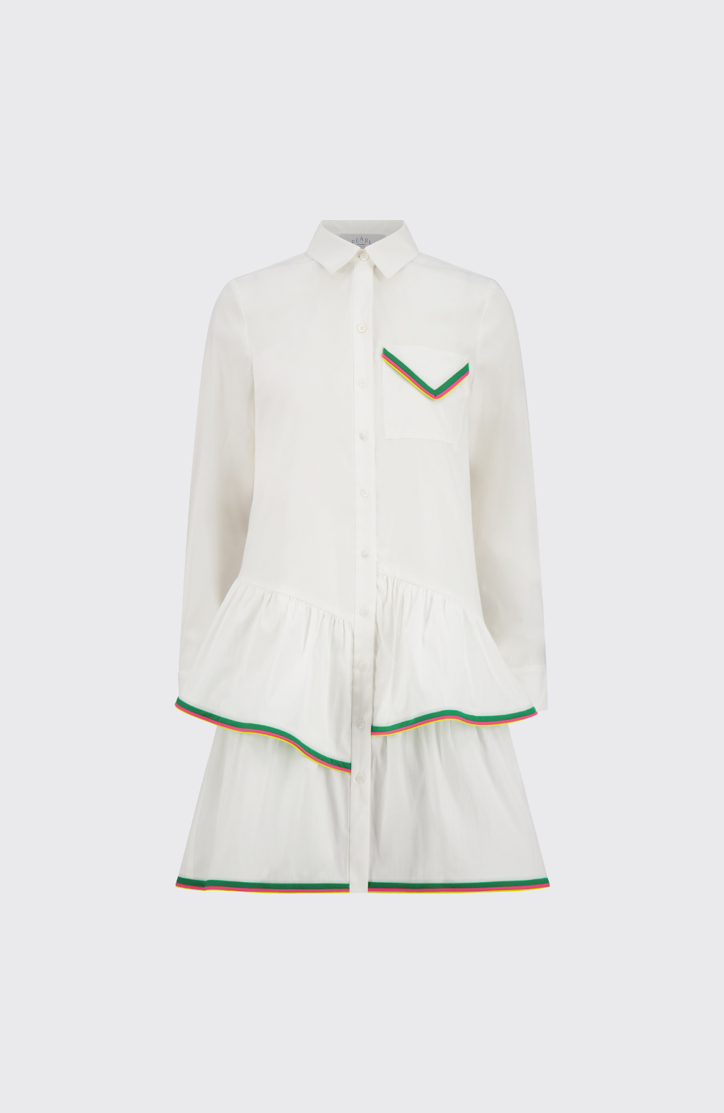 Cotton Poplin Ruffle Dress | White