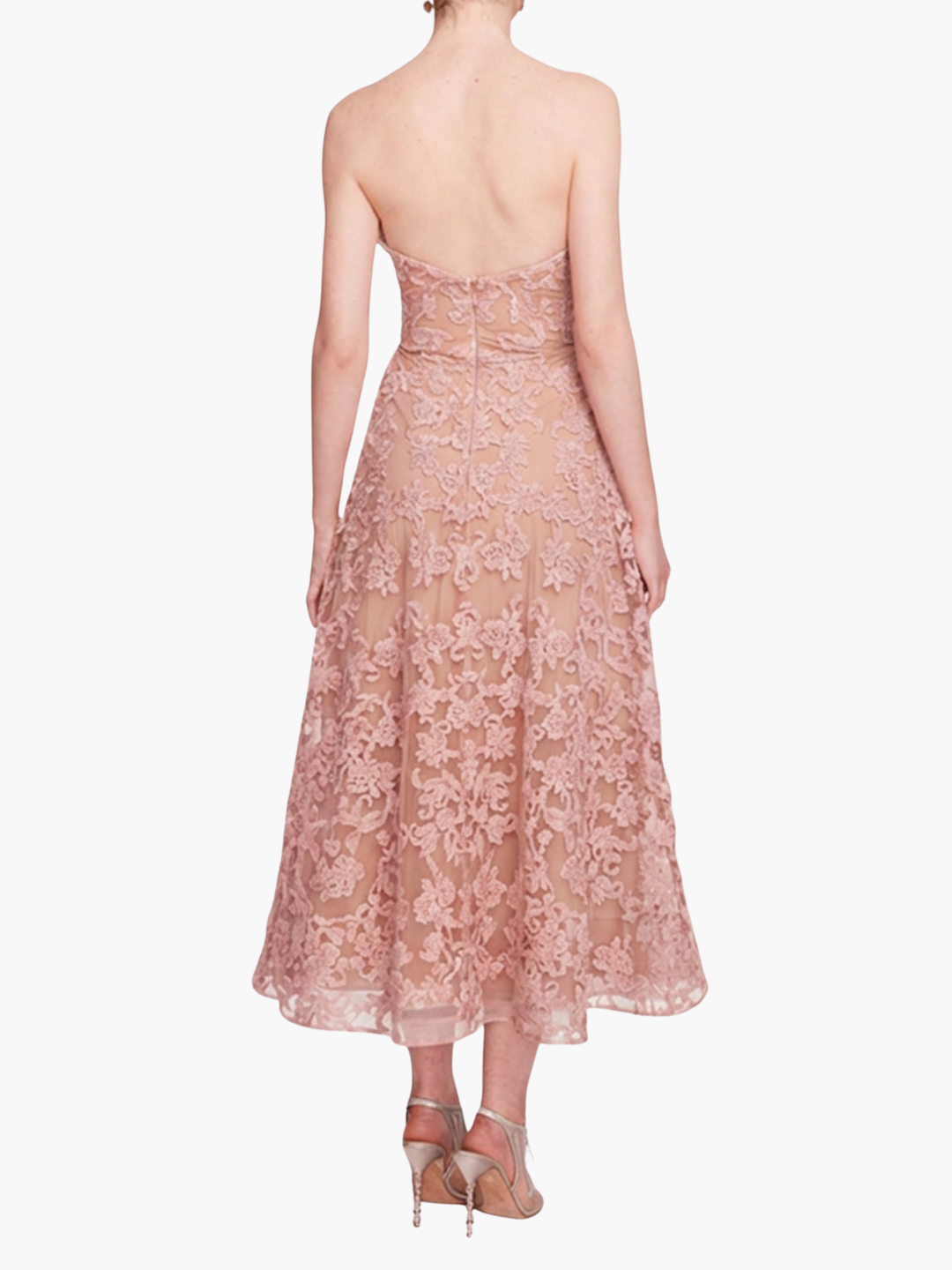 Strapless Corded Midi Dress | Blush