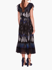 Abstract Viscose Midi Dress | Blue Multi