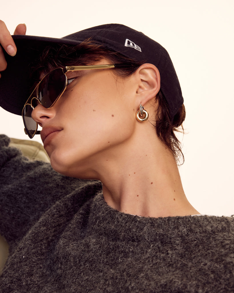 Two-Tone Interlock Hoops | Silver